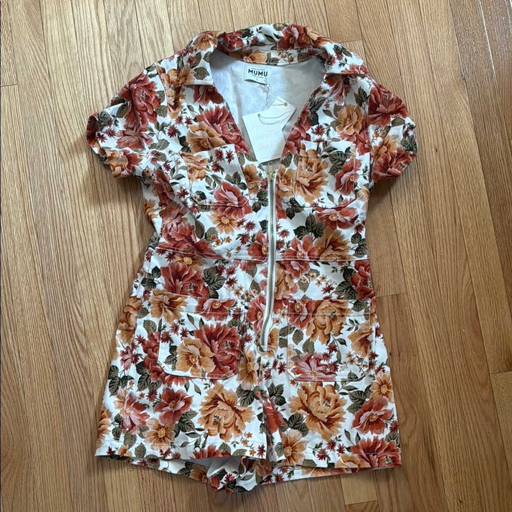 Show Me Your MuMu Floral Jumpsuit - Orange and Green